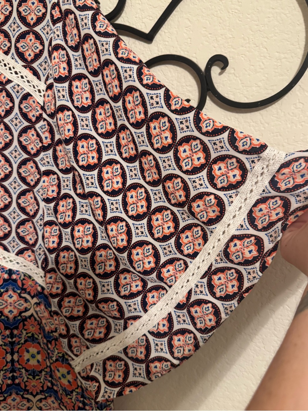 Boho Mixed Print Tassel Tie Peasant Blouse - Picture 3 of 6